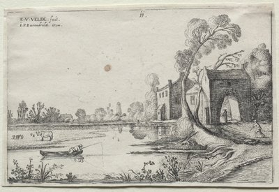Paesaggio con un Fiume e una Porta da Esaias van de Velde