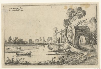 Paesaggio con un fiume e un portale da Esaias van de Velde