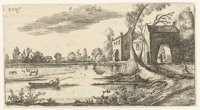 Paesaggio con un fiume e un portale da Esaias van de Velde