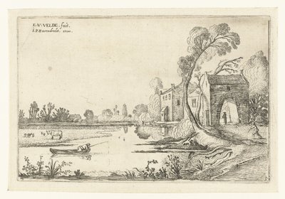 Paesaggio con un fiume e un edificio con portale da Esaias van de Velde
