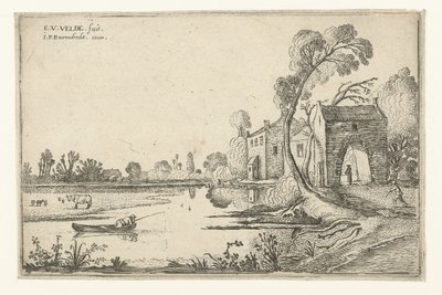 Paesaggio con fiume e portale (Paesaggi sdraiati) da Esaias van de Velde