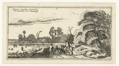 Cavaliere e passeggiatori su una strada vicino a Lisse da Esaias van de Velde