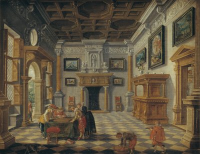 Interno rinascimentale sontuoso con giocatori di tric-trac da Esaias van de Velde