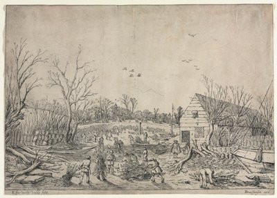 La grande alluvione del 10 gennaio 1624 (o Riparazione della diga rotta sul fiume Lek a Vianen, 1624) da Esaias van de Velde