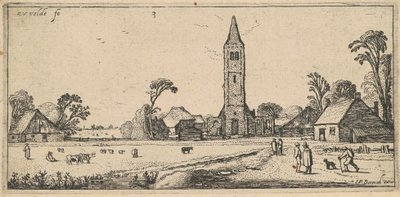 Paesaggio con prato e chiesa di villaggio da Esaias van de Velde I