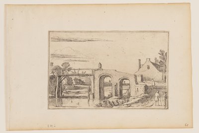 Sentiero a destra di un ponte di legno e pietra da Esaias van den Velde I