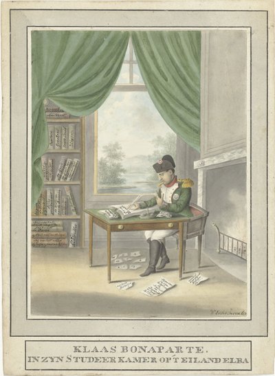 Cartone animato di Napoleone nel suo studio all