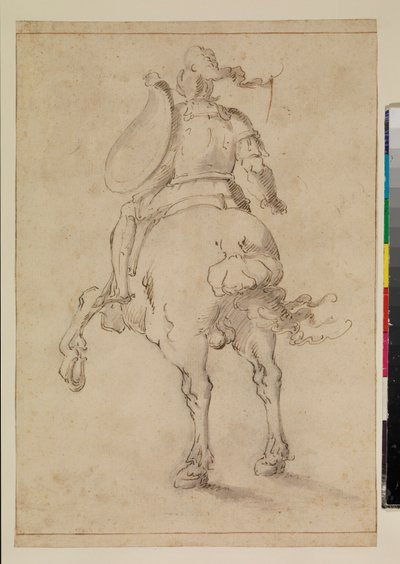 Soldato a cavallo visto da dietro da Esteban (circle of) March