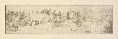 Scena di fattoria con tori da Esther Blaikie MacKinnon