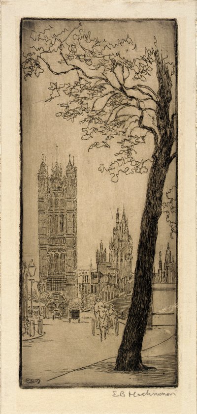 Scena di Londra con chiesa da Esther Blaikie MacKinnon