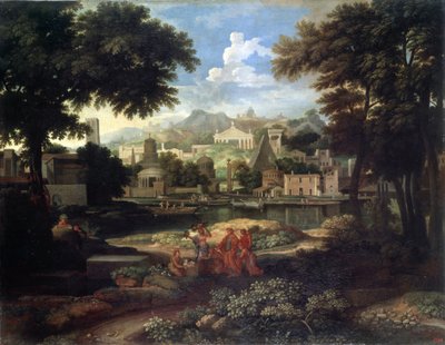 Paesaggio con Mosè bambino salvato dalle acque del Nilo da Etienne Allegrain