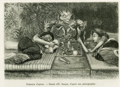 Fumatori di oppio da Etienne Antoine Eugene Ronjat