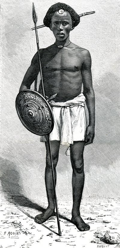 Guerriero somalo del clan Ouadan da Etienne Antoine Eugene Ronjat