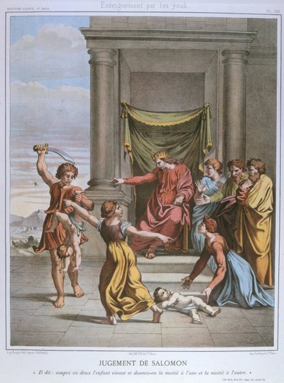 Il giudizio di Salomone, illustrazione da un catechismo, c.1860 da Etienne Antoine Eugene Ronjat