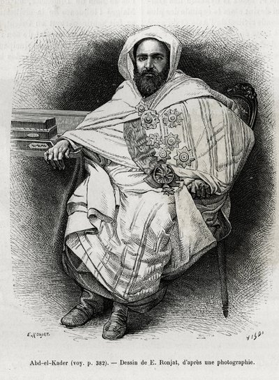 Ritratto di Abd El Kader (1808-1883) emiro e sultano algerino, teologo sufi, politico e militare resistente all