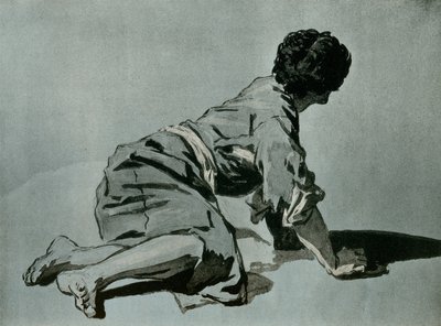 Studio di un ragazzo accovacciato a terra da Etienne Aubry