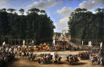 Il corteo nuziale di Napoleone I e Maria Luisa attraversa il Jardin des Tuileries il 2 aprile da Etienne Barthelemy Garnier