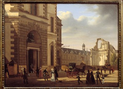 Ingresso del Museo del Louvre e rovine di Saint Louis du Louvre da Etienne Bouhot