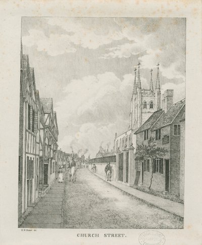 Tamworth - Church Street: litografia, nd [1796-1865] da Etienne Bruno Hamel