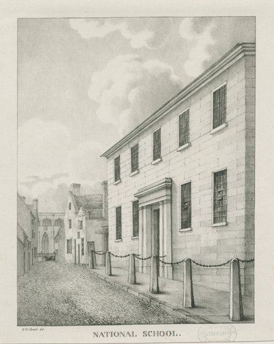 Tamworth - Scuola nazionale: litografia, nd [1796-1865] da Etienne Bruno Hamel
