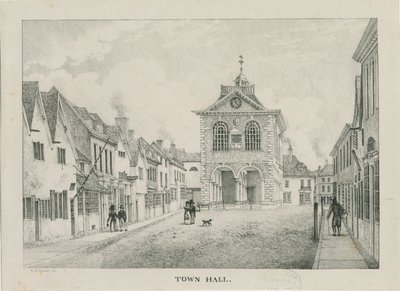Tamworth - Il Municipio: litografia, nd [1796-1865] da Etienne Bruno Hamel