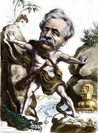 Ferdinand de Lesseps (1805-1894), diplomatico e amministratore francese al Canale di Suez. Caricatura di Carjat. da Etienne Carjat