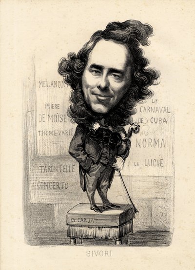 Foglio volante - Illustrazione di Etienne Carjat (1826-1906): Sivori Camille Camillo (1815-1894) da Etienne Carjat