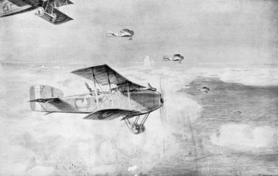 Uno squadrone francese di bombardieri diurni sopra un mare di nuvole, 1918, 1926 da Etienne Cournault
