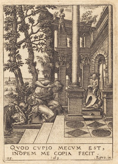 Narciso alla Fontana da Etienne Delaune after Rosso Fiorentino