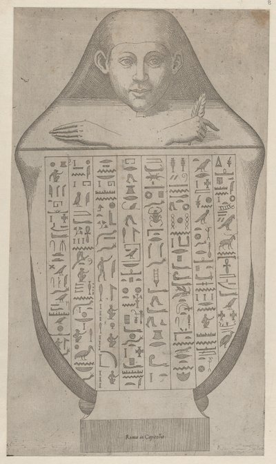 Speculum Romanae Magnificentiae: Volto di un canopo egizio, fine XVI - inizio XVII secolo da Etienne DuPérac.