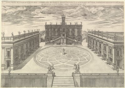 Speculum Romanae Magnificentiae: Vista del Campidoglio Romano da Etienne Duperac