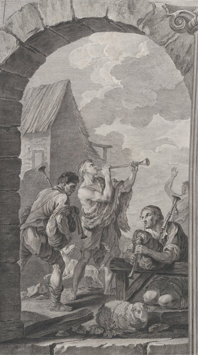 La cappella degli Enfants-Trouvés a Parigi: Gruppo di pastori: suonatori di trombe da Etienne Fessard