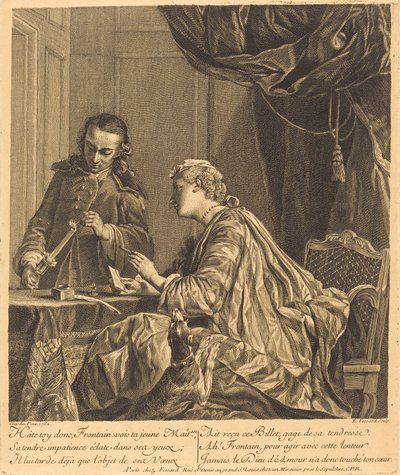 Donna che Sigilla una Lettera da Etienne Fessard after Jean Siméon Chardin