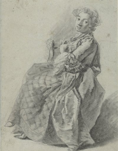 Studio di una giovane donna seduta, verso sinistra da Etienne Jeaurat (attributed to)