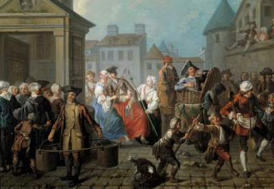 Carnevale nelle strade di Parigi (dettaglio) da Étienne Jeaurat