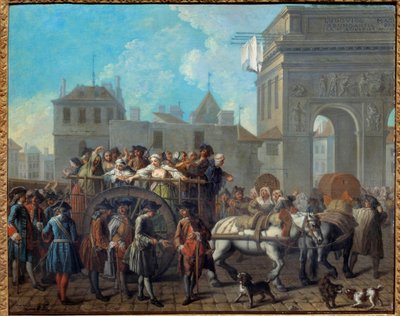 La condotta delle ragazze di gioia alla Salpêtrière, il passaggio attraverso le porte di Saint Bernard da Étienne Jeaurat