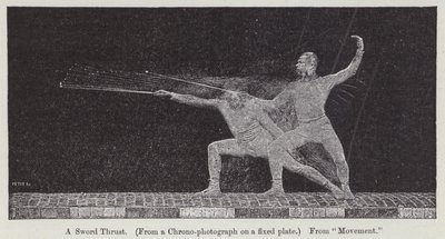 Cronofotografia che mostra il movimento coinvolto in un colpo di spada da Etienne Jules Marey