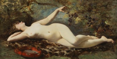 Nudo reclinato con tamburello da Etienne Leroy