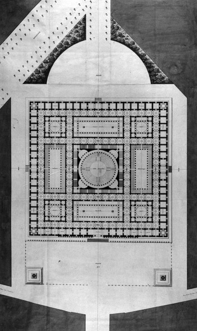 Mappa della biblioteca pubblica - E.L. Boullée da Etienne Louis Boullee