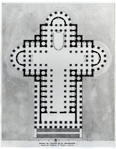 Progetto per la Chiesa della Madeleine. Disegno. Architettura di Etienne Louis Boullee, architetto francese da Etienne Louis Boullee