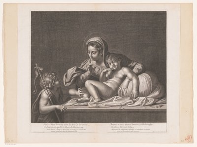 Maria con il Cristo dormiente ammonisce Giovanni Battista al silenzio da Etienne Picart