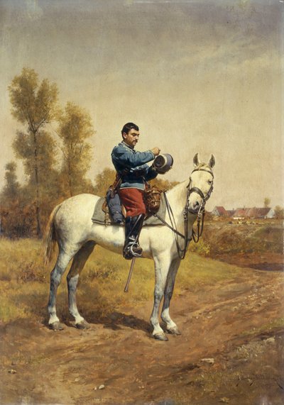 Cavaliere su un cavallo bianco da Etienne Prosper Berne Bellecour