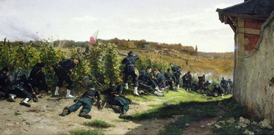 I Tirailleurs de la Seine alla battaglia di Rueil-Malmaison, 21 ottobre 1870, 1875 da Etienne Prosper Berne Bellecour