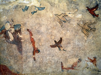 Un subacqueo (dettaglio di affresco, 520-510 a.C.) da Etruscan