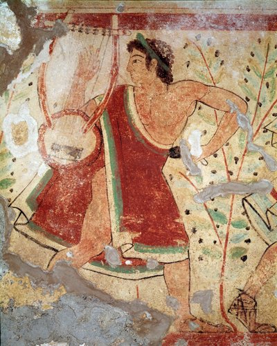 Un suonatore di lira (Affresco, 520 a.C.) da Etruscan