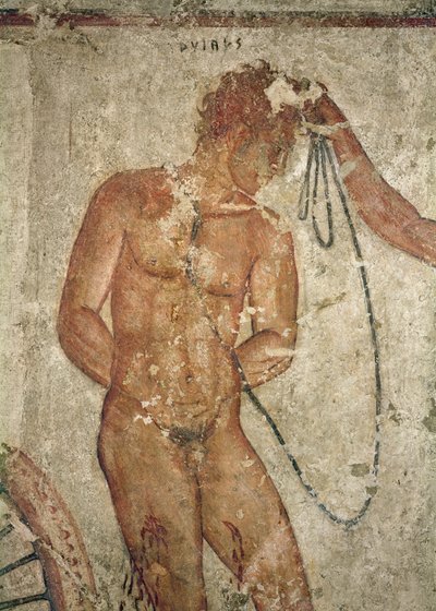 Dettaglio di un prigioniero troiano, dalla Tomba François a Vulci, c.320-280 a.C. da Etruscan