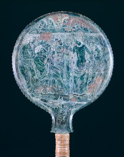 Specchio di bronzo inciso, da Todi (Umbria). Civiltà etrusca, IV secolo a.C. da Etruscan