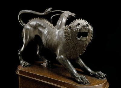Chimera di Arezzo ferita da Bellerofonte - Scultura in bronzo, 400-350 a.C. - Museo Archeologico di Firenze da Etruscan