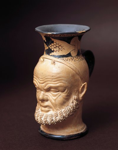 Civiltà etrusca, vaso con volto di Sileno da Etruscan
