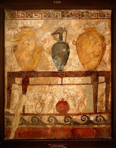 Arte etrusca: tavola con vasi con offerte da Etruscan